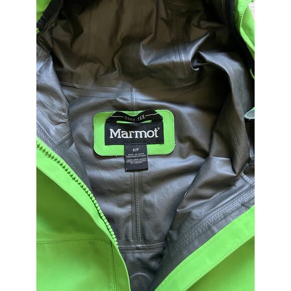 Marmot Women’s Hard Shell Rain Jacket Hooded Zip Front Pockets Green Size S - Picture 5 of 5